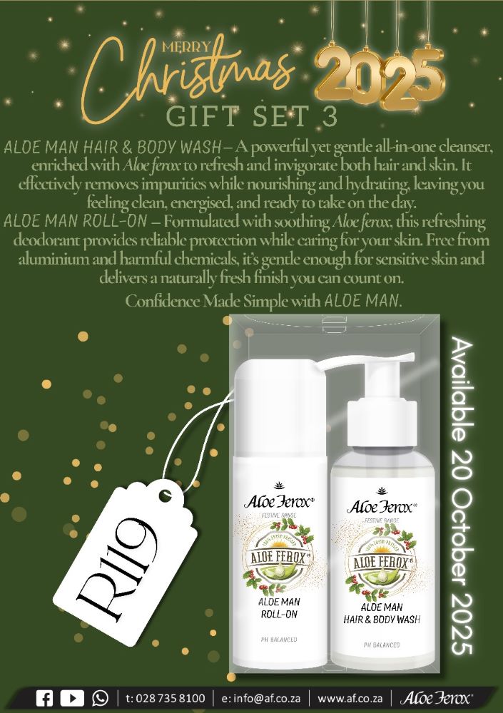 CHRISTMAS GIFT SET - Aloe Man Roll-On and Body Wash