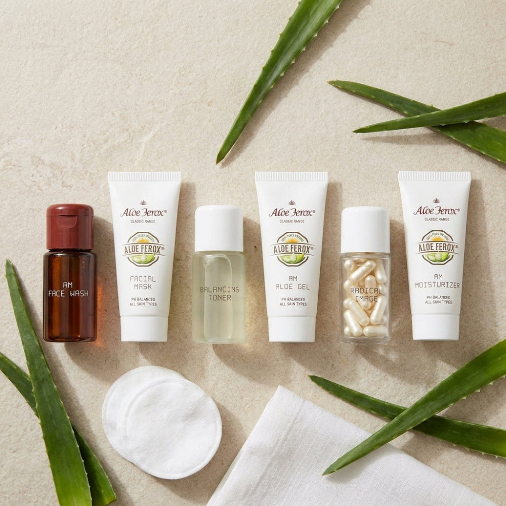 Aloe ferox problem skin trial pack with aloe leaves