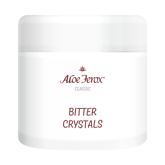 Aloe Ferox Bitter Crystals . Herbal digestive-support crystals with bitter aloe ferox for internal cleansing and wellbeing