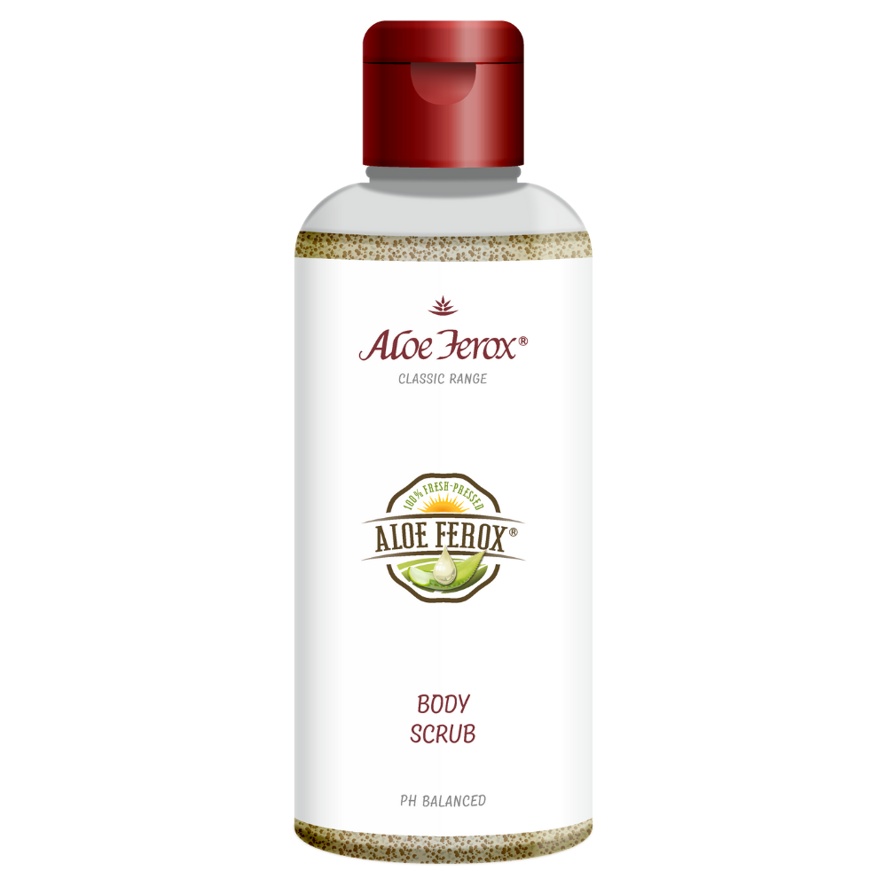 Aloe Ferox Body Scrub. Exfoliating body scrub with aloe ferox to polish skin and leave it smooth and refreshed.