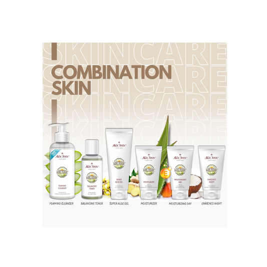 Aloe Ferox Skincare Set for Combination Skin containing Cleanser, Toner, Super Aloe Gel, Moisturizers and Night Cream