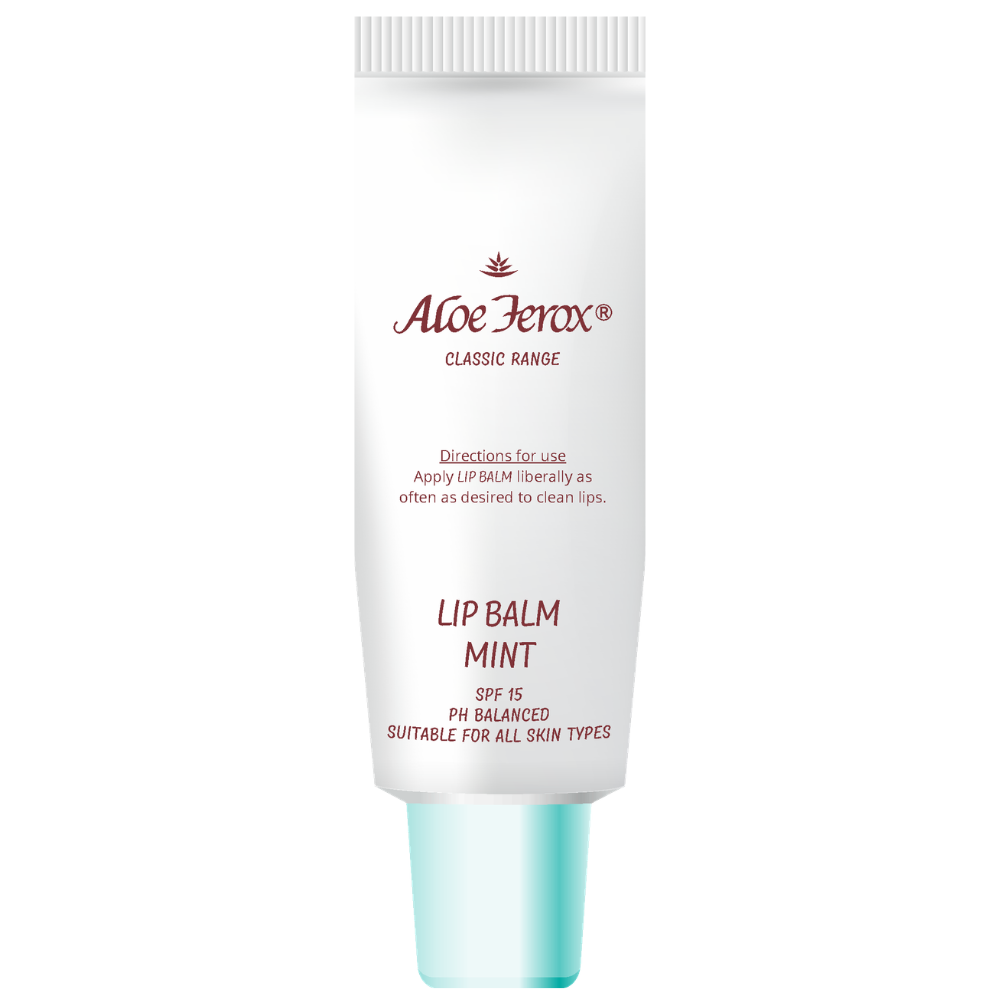 Aloe Ferox lip balm tube on a white background