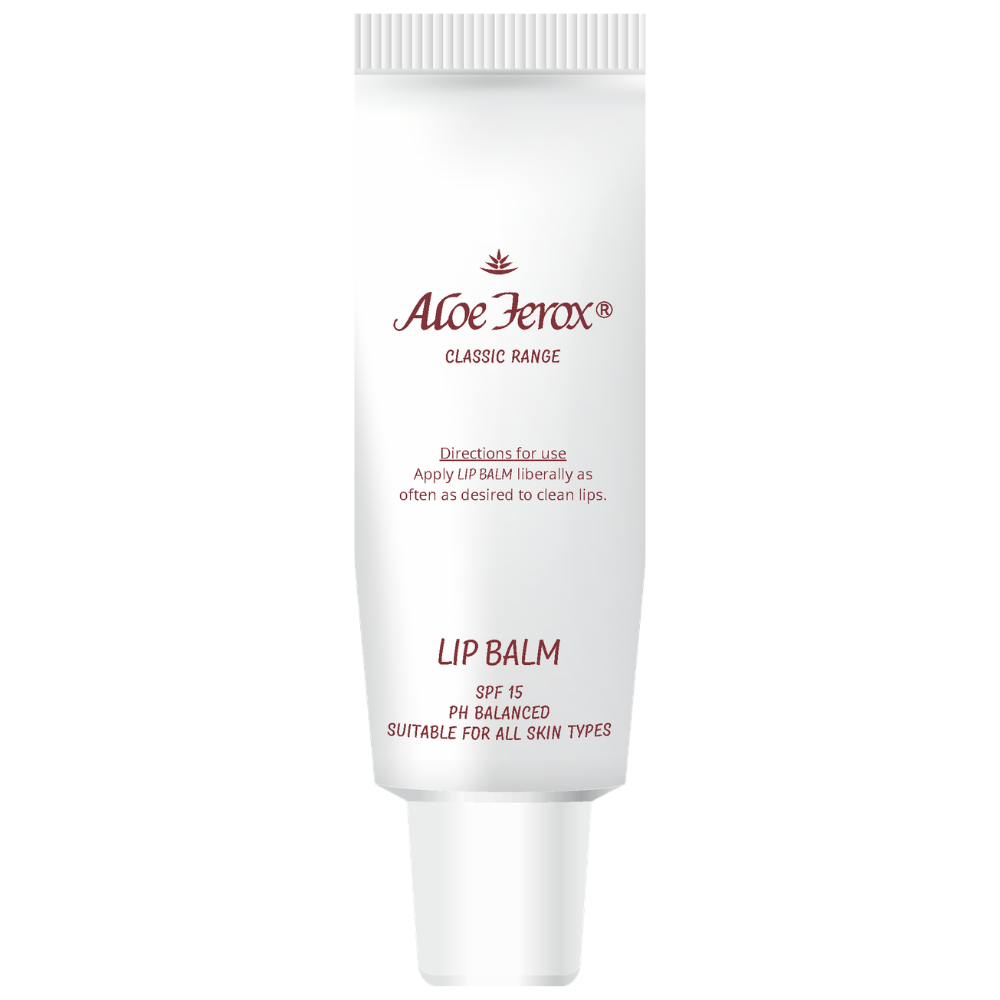 Aloe Ferox lip balm tube on a white background