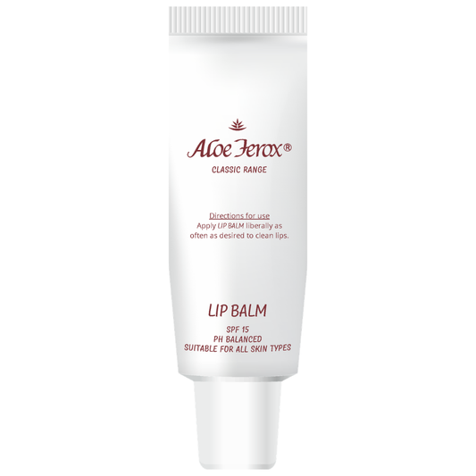 Aloe Ferox lip balm tube on a white background