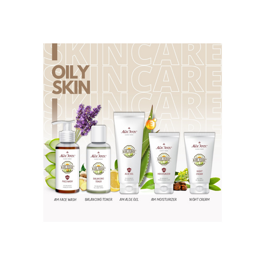 Skincare set for oily skin containing facewash, toner, Gel, Moisturizer and Night Cream
