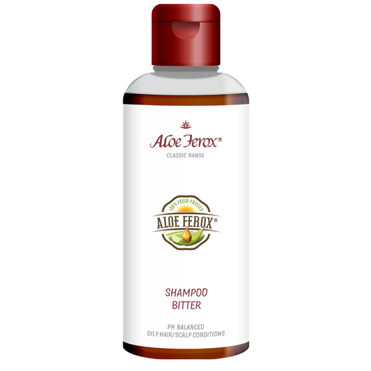 Aloe Ferox bitter shampoo bottle on a white background