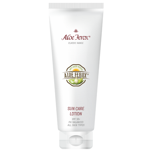 Aloe Ferox Classic Sun Care Lotion SPF50 for sun protection.