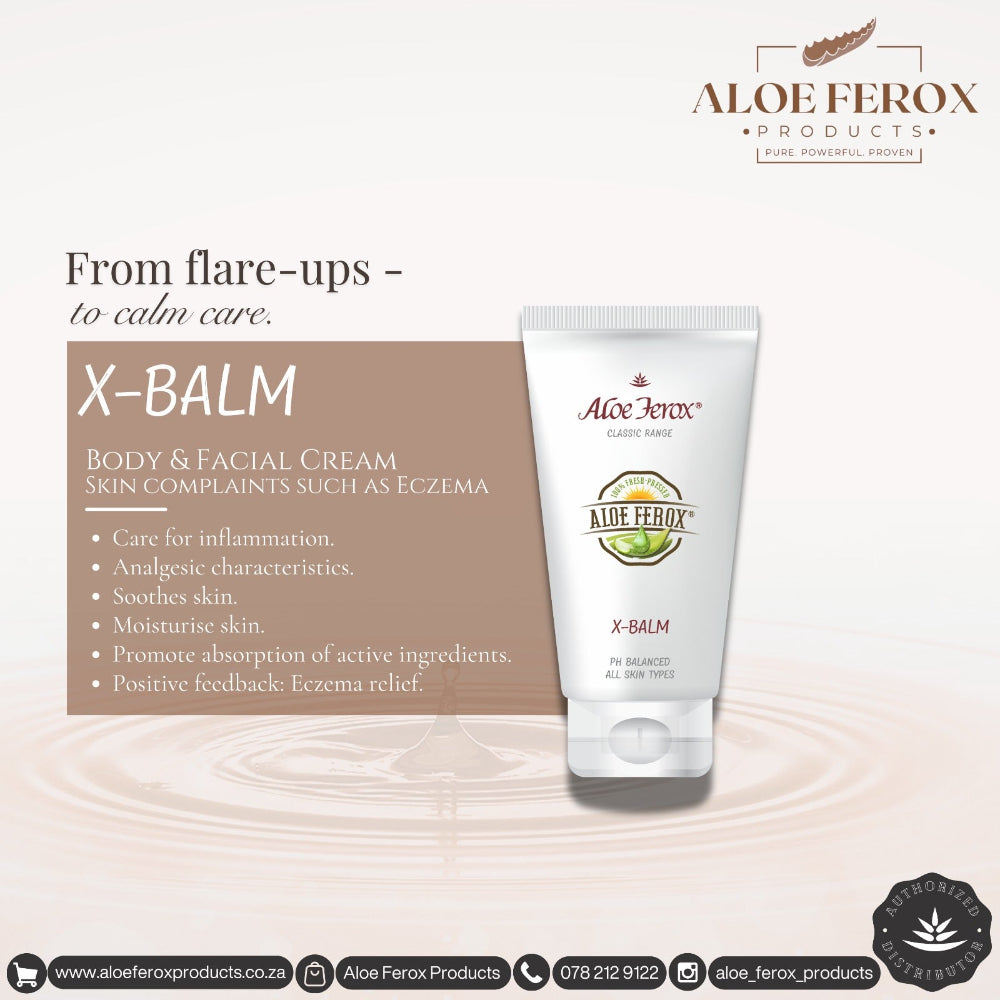 Aloe Ferox X-Balm body and facial cream on a white background